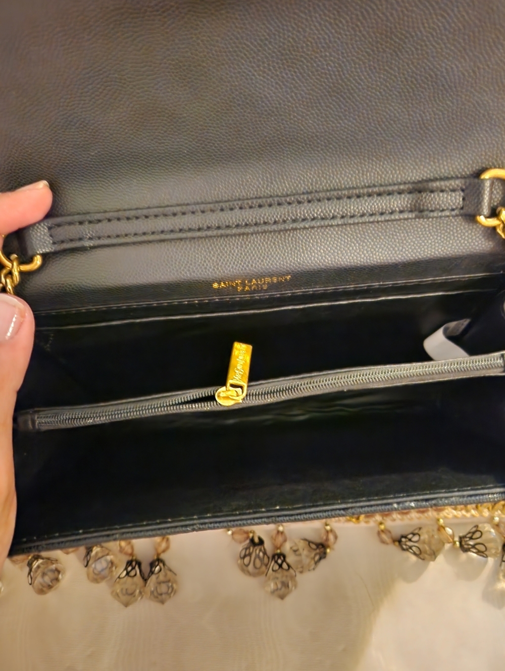 Yves Saint Laurent Black Quilted Envelope Clutch with Gold YSL Emblem - Picture 5 of 6
